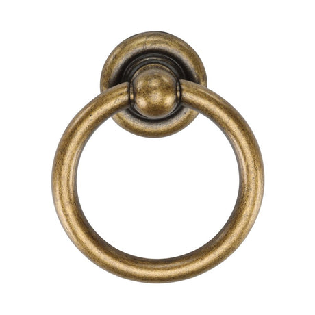 This is an image of a M.Marcus - Classic Round Drop Pull 42mm Distressed Brass Finish, tk9213-042-dbs that is available to order from Trade Door Handles in Kendal.