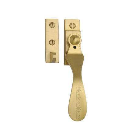 This is an image of a Heritage Brass - Casement Window Fastener Wedge Pattern Satin Brass Finish, v1005-sb that is available to order from Trade Door Handles in Kendal.