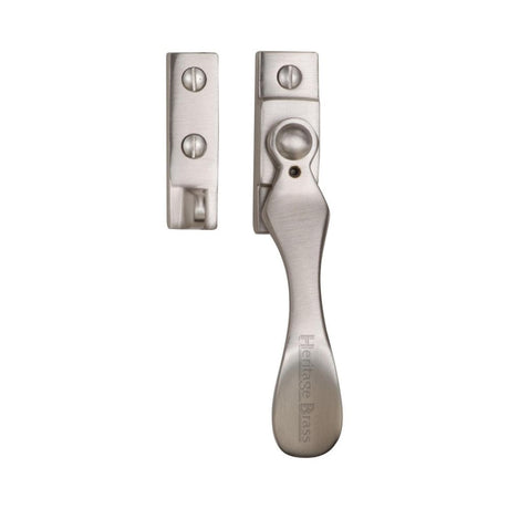 This is an image of a Heritage Brass - Casement Window Fastener Wedge Pattern Satin Nickel Finish, v1005-sn that is available to order from Trade Door Handles in Kendal.