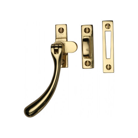 This is an image of a Heritage Brass - Casement Window Fastener Ball Design Polished Brass Finish, v1008-mp-hp-pb that is available to order from Trade Door Handles in Kendal.