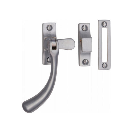 This is an image of a Heritage Brass - Casement Window Fastener Ball Design Satin Chrome Finish, v1008-mp-hp-sc that is available to order from Trade Door Handles in Kendal.