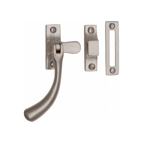 This is an image of a Heritage Brass - Casement Window Fastener Ball Design Satin Nickel Finish, v1008-mp-hp-sn that is available to order from Trade Door Handles in Kendal.
