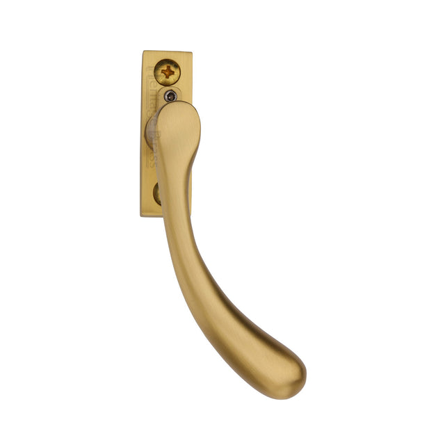 This is an image of a Heritage Brass - Right-Handed Espagnolette Handle Ball Design Satin Brass finish, v1009l-rh-sb that is available to order from Trade Door Handles in Kendal.
