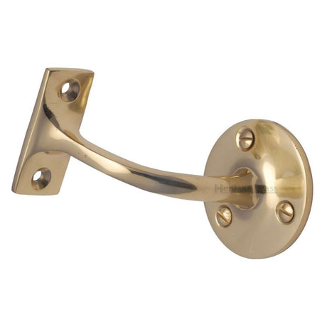 This is an image of a Heritage Brass - Handrail Bracket 3" Polished Brass Finish, v1030-76-pb that is available to order from Trade Door Handles in Kendal.