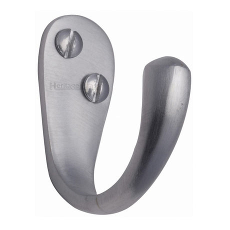 This is an image of a Heritage Brass - Single Robe Hook Satin Chrome Finish, v1040-sc that is available to order from Trade Door Handles in Kendal.