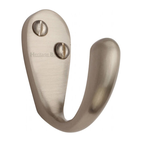 This is an image of a Heritage Brass - Single Robe Hook Satin Nickel Finish, v1040-sn that is available to order from Trade Door Handles in Kendal.
