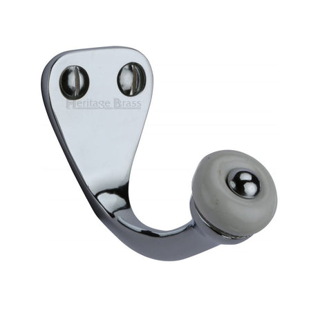 This is an image of a Heritage Brass - Single Robe Hook Polished Chrome Finish, v1044-pc that is available to order from Trade Door Handles in Kendal.