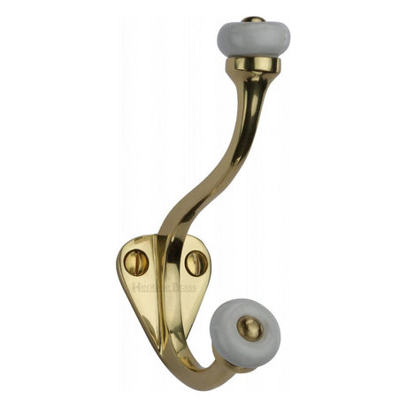 This is an image of a Heritage Brass - Hat & Coat Hook Polished Brass Finish, v1048-pb that is available to order from Trade Door Handles in Kendal.