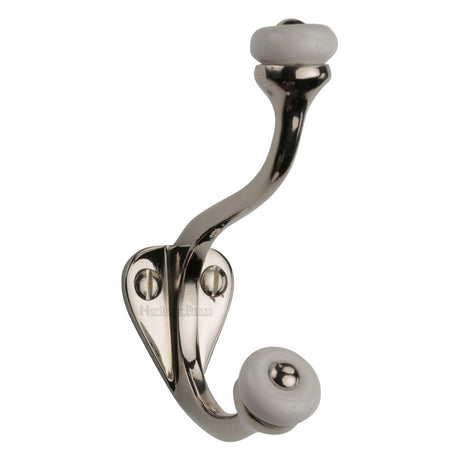 This is an image of a Heritage Brass - Hat & Coat Hook Polished Nickel Finish, v1048-pnf that is available to order from Trade Door Handles in Kendal.