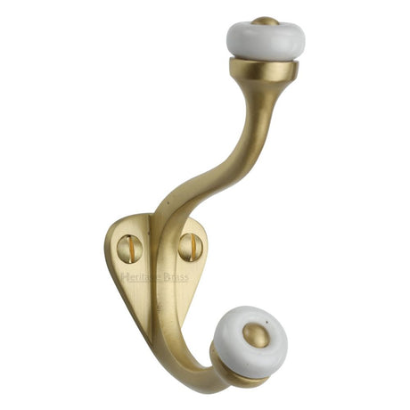 This is an image of a Heritage Brass - Hat & Coat Hook Satin Brass Finish, v1048-sb that is available to order from Trade Door Handles in Kendal.