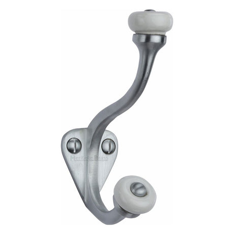 This is an image of a Heritage Brass - Hat & Coat Hook Satin Chrome Finish, v1048-sc that is available to order from Trade Door Handles in Kendal.