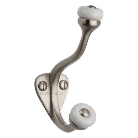 This is an image of a Heritage Brass - Hat & Coat Hook Satin Nickel Finish, v1048-sn that is available to order from Trade Door Handles in Kendal.