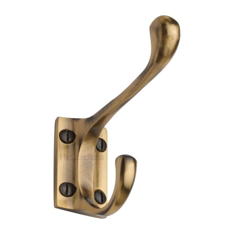 This is an image of a Heritage Brass - Hat & Coat Hook Antique Brass Finish, v1056-at that is available to order from Trade Door Handles in Kendal.