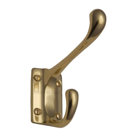 This is an image of a Heritage Brass - Hat & Coat Hook Polished Brass Finish, v1056-pb that is available to order from Trade Door Handles in Kendal.