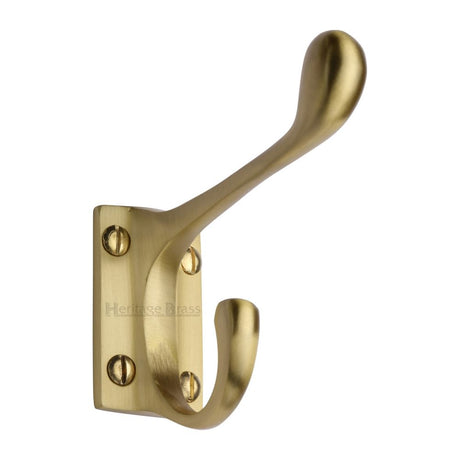 This is an image of a Heritage Brass - Hat & Coat Hook Satin Brass Finish, v1056-sb that is available to order from Trade Door Handles in Kendal.