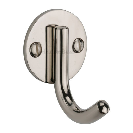 This is an image of a Heritage Brass - Single Robe Hook Polished Nickel Finish, v1064-pnf that is available to order from Trade Door Handles in Kendal.