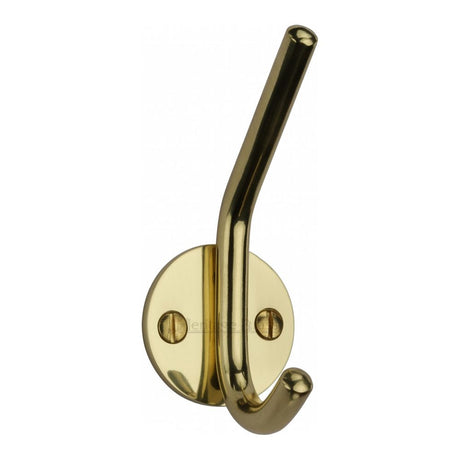 This is an image of a Heritage Brass - Hat & Coat Hook Polished Brass Finish, v1065-pb that is available to order from Trade Door Handles in Kendal.
