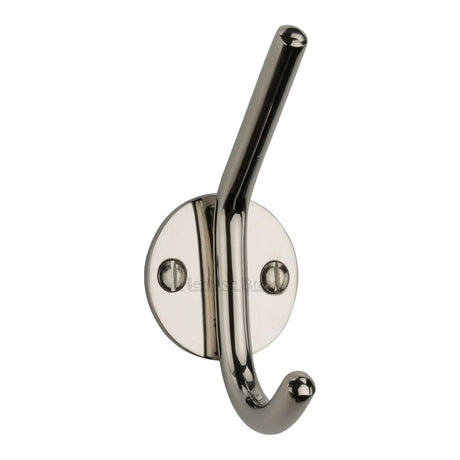 This is an image of a Heritage Brass - Hat & Coat Hook Polished Nickel Finish, v1065-pnf that is available to order from Trade Door Handles in Kendal.