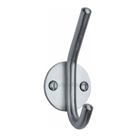 This is an image of a Heritage Brass - Hat & Coat Hook Satin Chrome Finish, v1065-sc that is available to order from Trade Door Handles in Kendal.