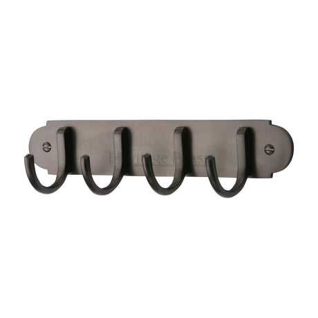 This is an image of a Heritage Brass - Coat Hooks on Plate Matt Bronze Finish, v1079-mb that is available to order from Trade Door Handles in Kendal.