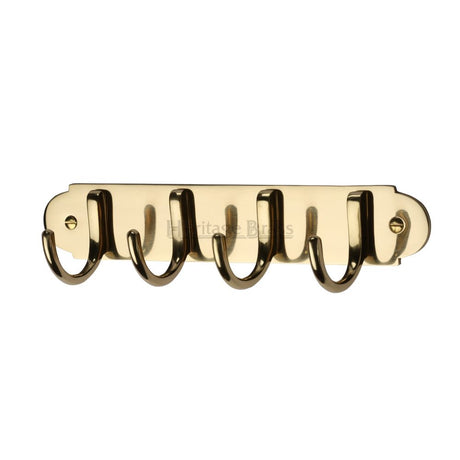 This is an image of a Heritage Brass - Coat Hooks on Plate Polished Brass Finish, v1079-pb that is available to order from Trade Door Handles in Kendal.