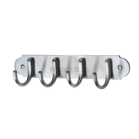 This is an image of a Heritage Brass - Coat Hooks on Plate Satin Chrome Finish, v1079-sc that is available to order from Trade Door Handles in Kendal.