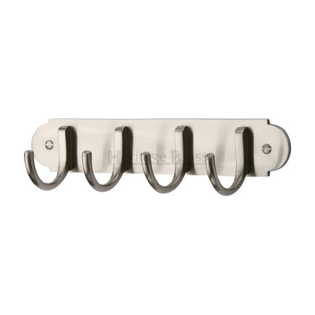 This is an image of a Heritage Brass - Coat Hooks on Plate Satin Nickel Finish, v1079-sn that is available to order from Trade Door Handles in Kendal.