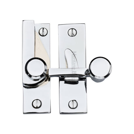 This is an image of a Heritage Brass - Sash Fastener Polished Chrome Finish, v1100-pc that is available to order from Trade Door Handles in Kendal.