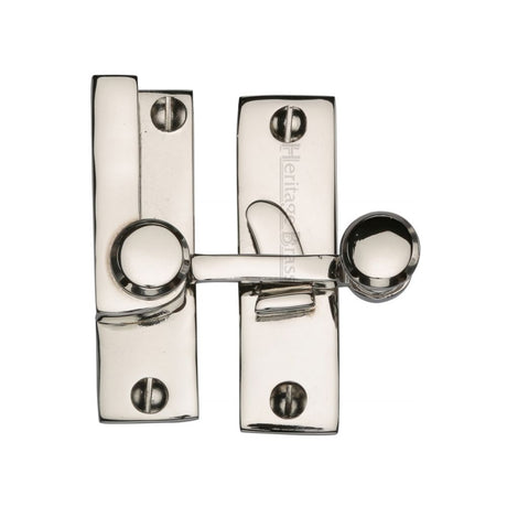 This is an image of a Heritage Brass - Sash Fastener Polished Nickel Finish, v1100-pnf that is available to order from Trade Door Handles in Kendal.