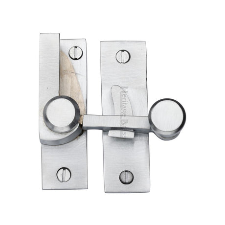 This is an image of a Heritage Brass - Sash Fastener Satin Chrome Finish, v1100-sc that is available to order from Trade Door Handles in Kendal.