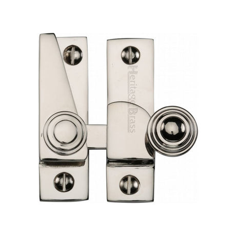 This is an image of a Heritage Brass - Sash Fastener Polished Nickel Finish, v1104-pnf that is available to order from Trade Door Handles in Kendal.