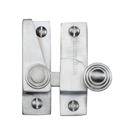 This is an image of a Heritage Brass - Sash Fastener Satin Chrome Finish, v1104-sc that is available to order from Trade Door Handles in Kendal.