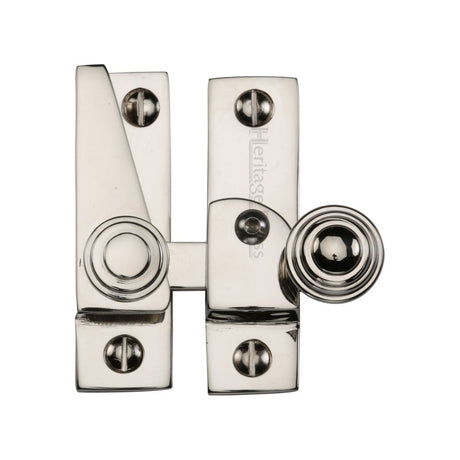 This is an image of a Heritage Brass - Sash Fastener Lockable Polished Nickel Finish, v1104l-pnf that is available to order from Trade Door Handles in Kendal.