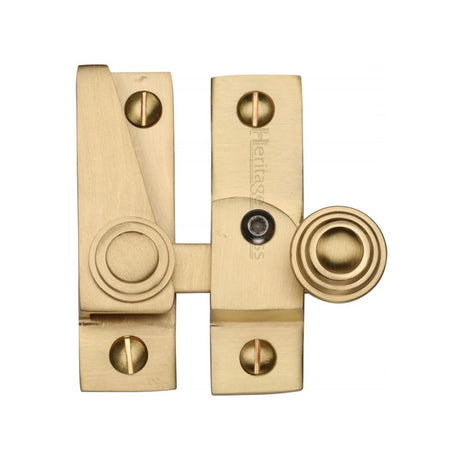 This is an image of a Heritage Brass - Sash Fastener Lockable Satin Brass Finish, v1104l-sb that is available to order from Trade Door Handles in Kendal.