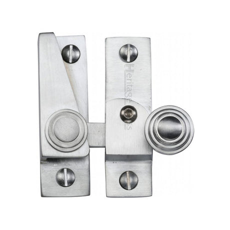 This is an image of a Heritage Brass - Sash Fastener Lockable Satin Chrome Finish, v1104l-sc that is available to order from Trade Door Handles in Kendal.