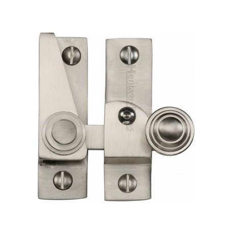 This is an image of a Heritage Brass - Sash Fastener Lockable Satin Nickel Finish, v1104l-sn that is available to order from Trade Door Handles in Kendal.