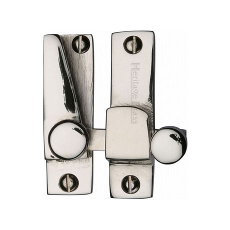 This is an image of a Heritage Brass - Sash Fastener Polished Nickel Finish, v1105-pnf that is available to order from Trade Door Handles in Kendal.