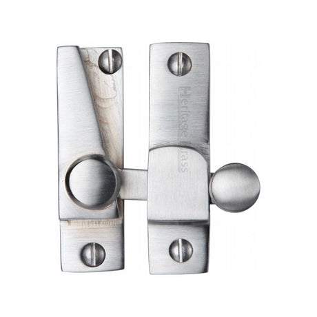 This is an image of a Heritage Brass - Sash Fastener Satin Chrome Finish, v1105-sc that is available to order from Trade Door Handles in Kendal.