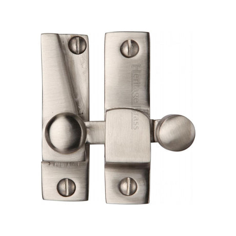 This is an image of a Heritage Brass - Sash Fastener Satin Nickel Finish, v1105-sn that is available to order from Trade Door Handles in Kendal.