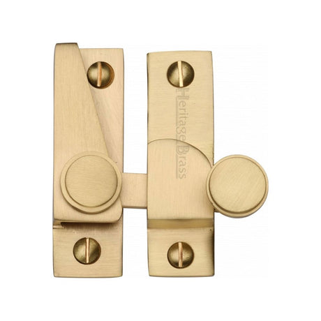 This is an image of a Heritage Brass - Sash Fastener Satin Brass Finish, v1106-sb that is available to order from Trade Door Handles in Kendal.