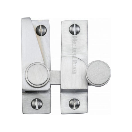 This is an image of a Heritage Brass - Sash Fastener Satin Chrome Finish, v1106-sc that is available to order from Trade Door Handles in Kendal.