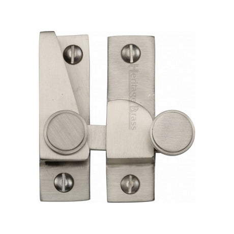 This is an image of a Heritage Brass - Sash Fastener Satin Nickel Finish, v1106-sn that is available to order from Trade Door Handles in Kendal.