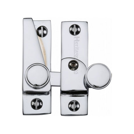 This is an image of a Heritage Brass - Sash Fastener Lockable Polished Chrome Finish, v1106l-pc that is available to order from Trade Door Handles in Kendal.