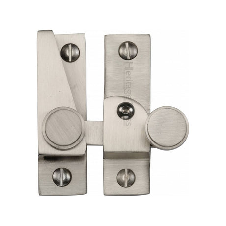 This is an image of a Heritage Brass - Sash Fastener Lockable Satin Nickel Finish, v1106l-sn that is available to order from Trade Door Handles in Kendal.