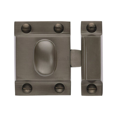 This is an image of a Heritage Brass - Cupboard Latch with Oval Turn Matt Bronze Finish, v1112-mb that is available to order from Trade Door Handles in Kendal.