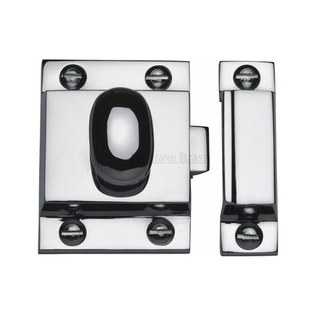 This is an image of a Heritage Brass - Cupboard Latch with Oval Turn Polished Chrome Finish, v1112-pc that is available to order from Trade Door Handles in Kendal.