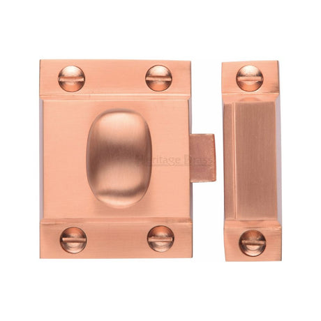 This is an image of a Heritage Brass - Cupboard Latch with Oval Turn Satin Rose Gold Finish, v1112-srg that is available to order from Trade Door Handles in Kendal.