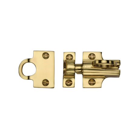 This is an image of a Heritage Brass - Fanlight Catch Polished Brass Finish, v1117-pb that is available to order from Trade Door Handles in Kendal.