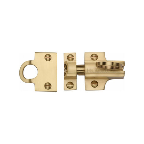 This is an image of a Heritage Brass - Fanlight Catch Satin Brass Finish, v1117-sb that is available to order from Trade Door Handles in Kendal.