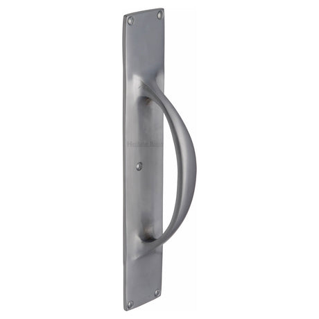This is an image of a Heritage Brass - Door Pull Handle on Plate Satin Chrome finish, v1155-sc that is available to order from Trade Door Handles in Kendal.
